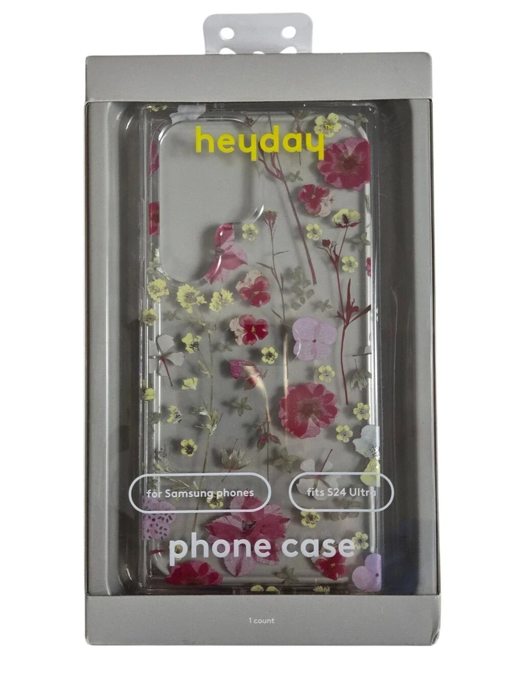 Heyday Samsung S24 Ultra Phone Case NEW -Pink, Yellow & Clear -Floral Design
